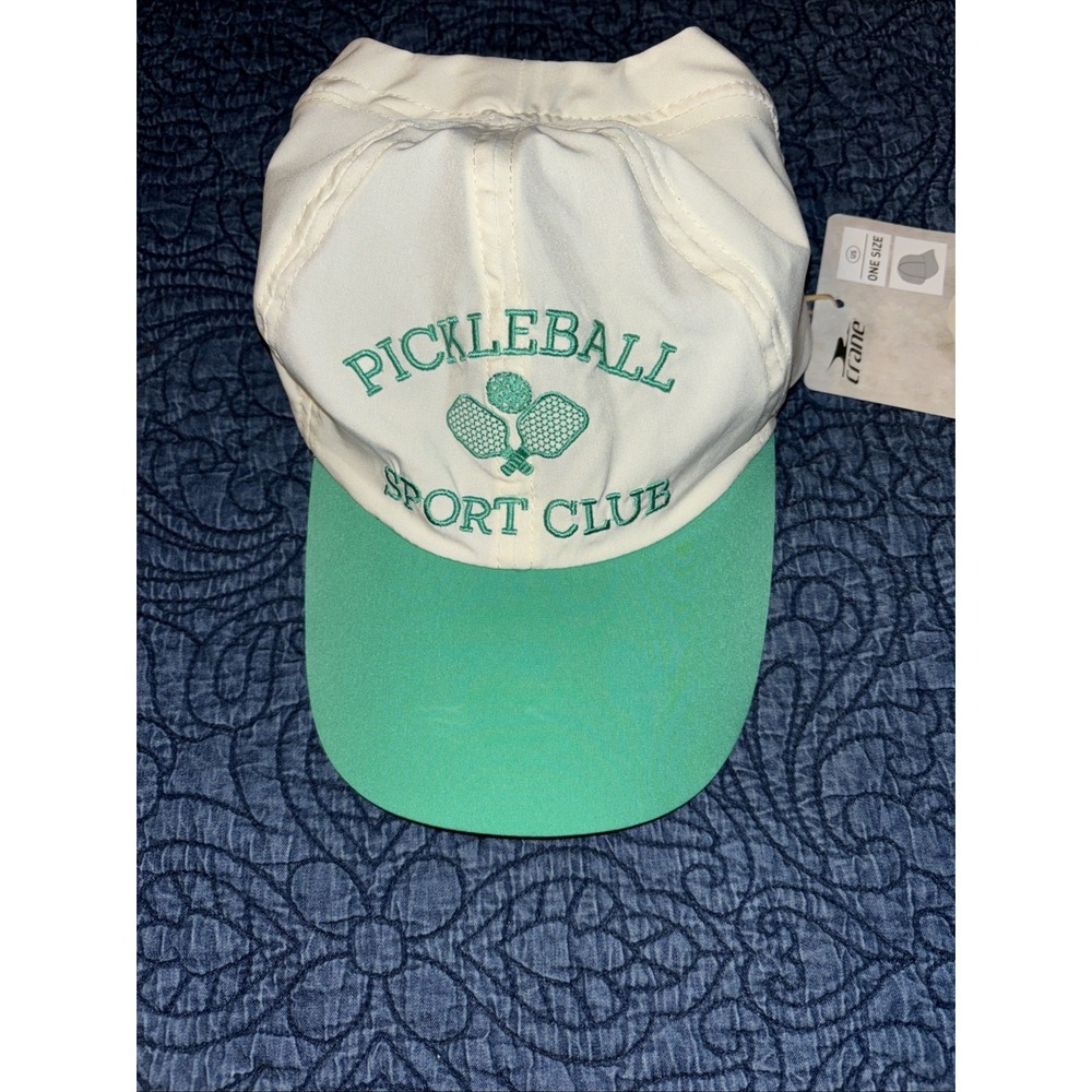 NWT Crane Pickleball Sport Club Cap Quick Drying Sports Hat One Size Ivory Green